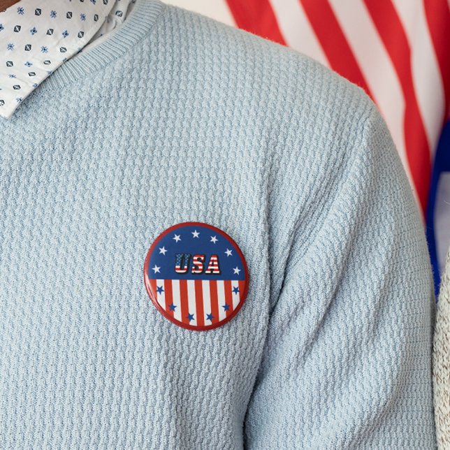 USA - Amerikanische Flagge und Sterne im Kreis Button (Property of XXL Your Name Button)