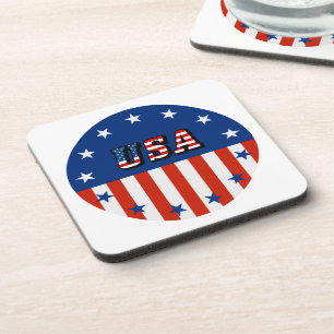 USA - Amerikanische Flagge und Sterne im Kreis Getränkeuntersetzer