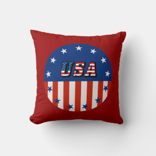 USA - Amerikanische Flagge und Sterne im Kreis Kissen
