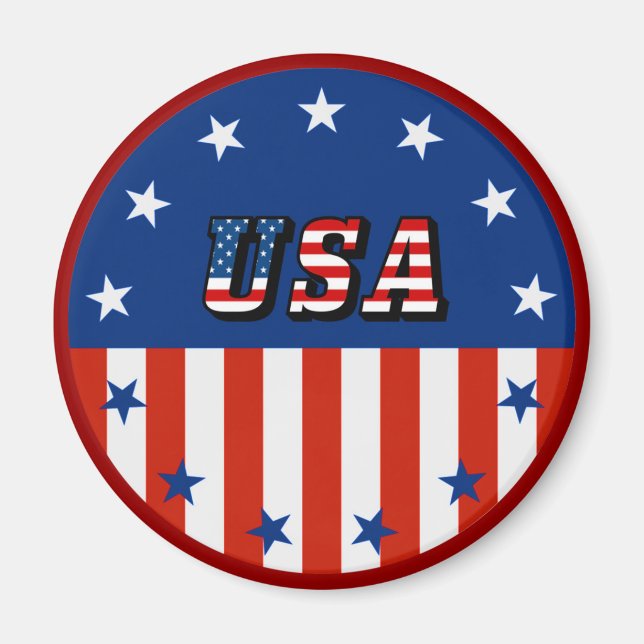 USA - Amerikanische Flagge und Sterne im Kreis Magnet (Vorne)