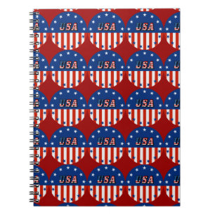 USA - Amerikanische Flagge und Sterne im Kreis Notizblock