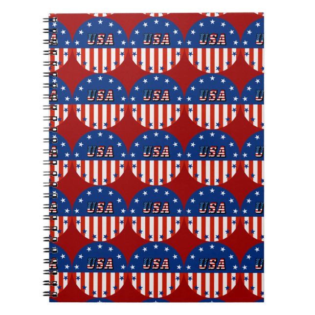 USA - Amerikanische Flagge und Sterne im Kreis Notizblock (Vorderseite)