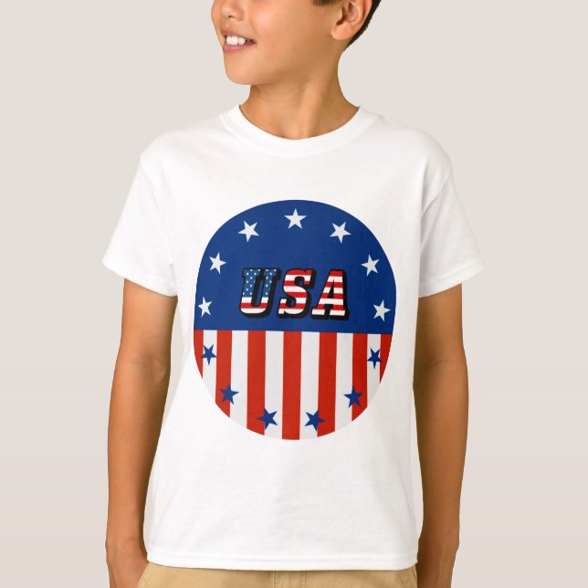 USA - Amerikanische Flagge und Sterne im Kreis T-Shirt (Vorderseite)