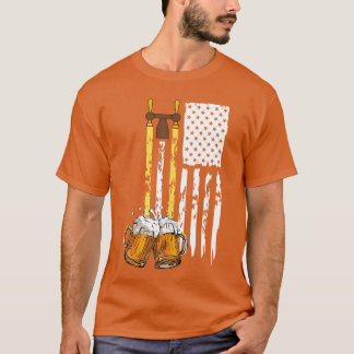 USA Amerikanischer Flagge Bier Trinken Bier T-Shir T-Shirt