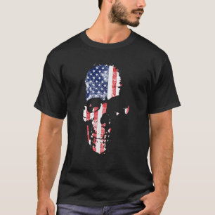 USA Amerikanischer Schädelflagge Militärisches Pat T-Shirt