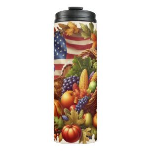 USA/Amerikanischer/Truthahnkranz zum Erntedankfest Thermosbecher