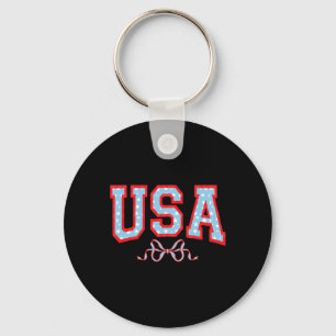 Usa Amerikanisches Mädchen Patriotisch 4. Juli Fra Schlüsselanhänger