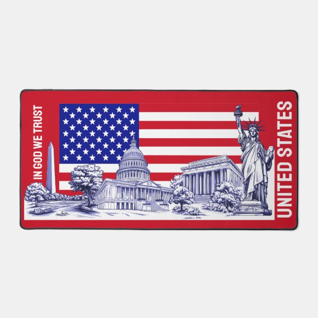 USA Amérique Drapeau Monument Illustration Souveni (Recto)