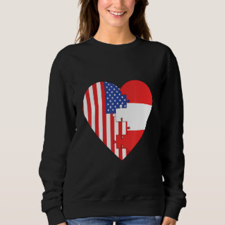 USA and Austria Flags Heart Sweatshirt
