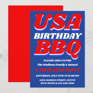 USA Anniversaire BBQ Invitation Patriotique