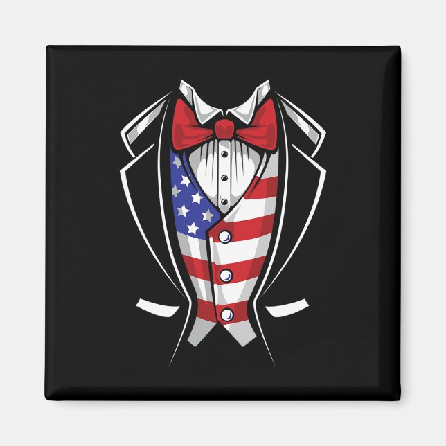 USA Anzug Smoking patriotisch 4. Juli Flagge Ameri Magnet (Vorne)