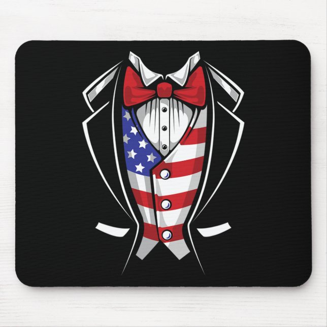 Usa Anzug Smoking patriotisch 4. Juli Flagge Ameri Mousepad (Vorne)