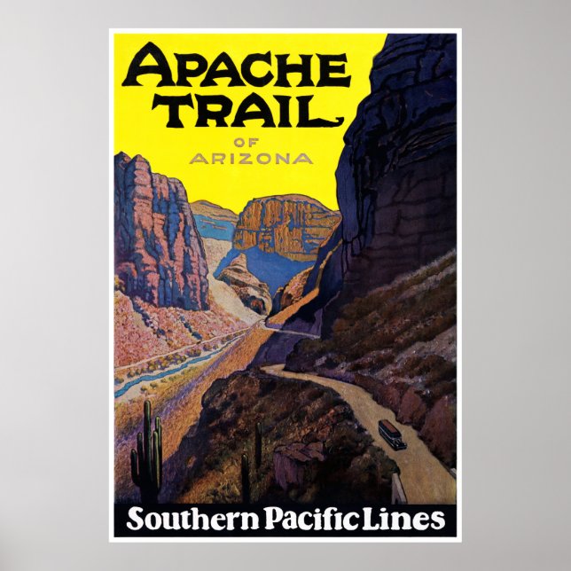 USA Apache Trail Vintage Travel Poster Zurück (Vorne)