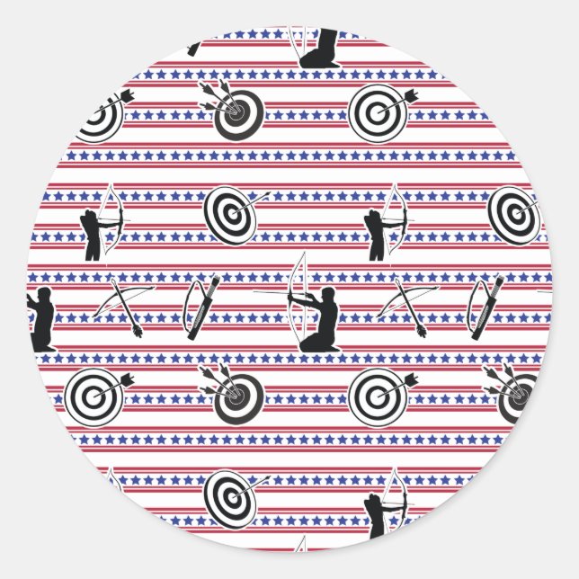 USA Archery Silhouette Pattern Runder Aufkleber (Vorderseite)