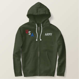 USA ARMY BASIC ZIP HOODIE-RedWhite&Blue Bestickter Hoodie
