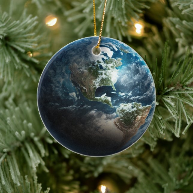 USA aus dem Weltraum Keramik Ornament (Baum)