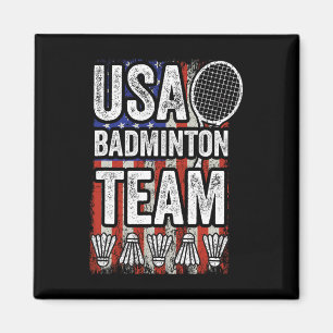 Usa Badminton Team American Flag Funny Badminton F Magnet