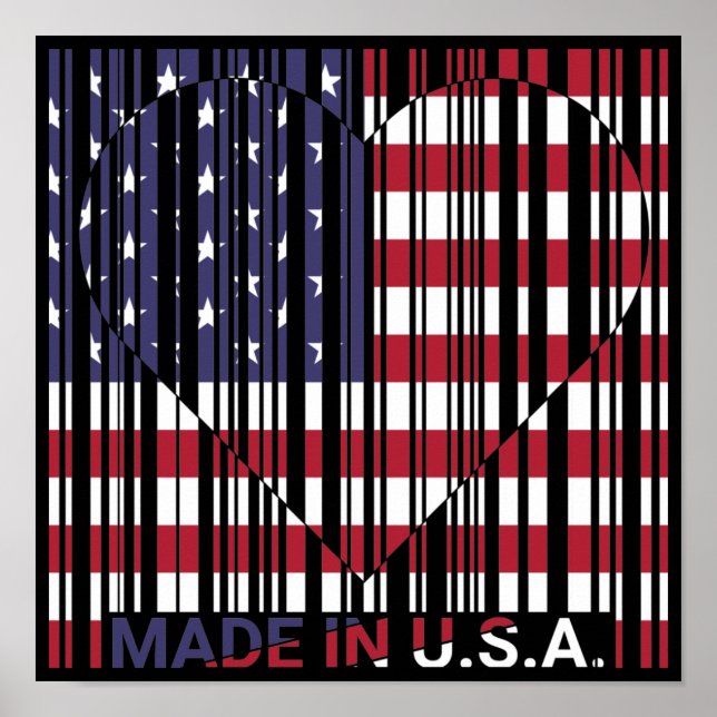 USA Barcode Liebe Flag Poster (Vorne)