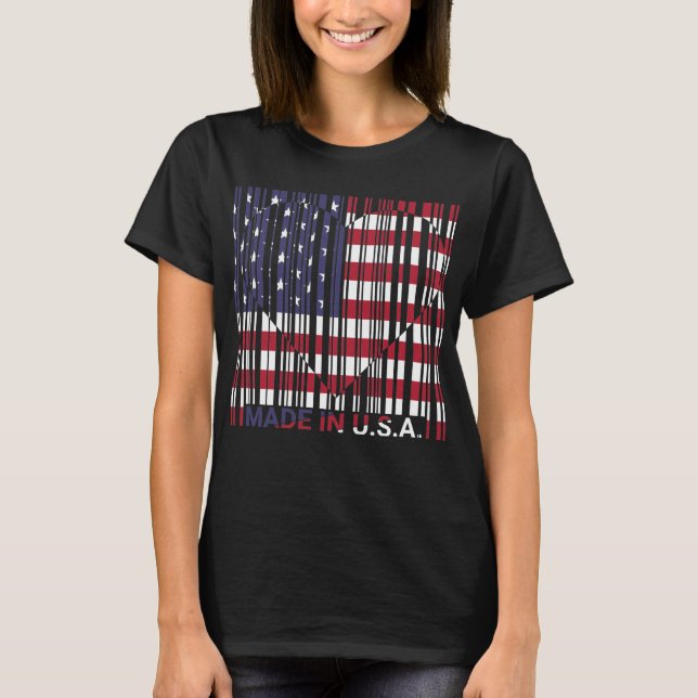 USA Barcode Liebe Flag T-Shirt (Vorderseite)