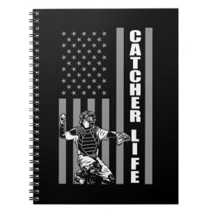 USA Baseball Player American Flag Softball Catcher Notizblock
