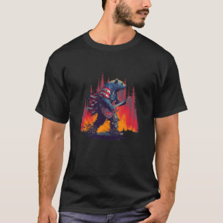 USA Bear with Rocking Guitar for Burning Look T-Shirt