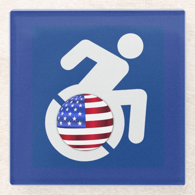 USA behindert Glasuntersetzer (Vorderseite)