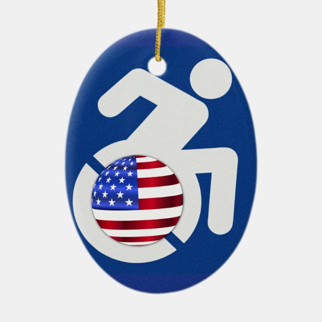 USA behindert Keramik Ornament (Vorne)