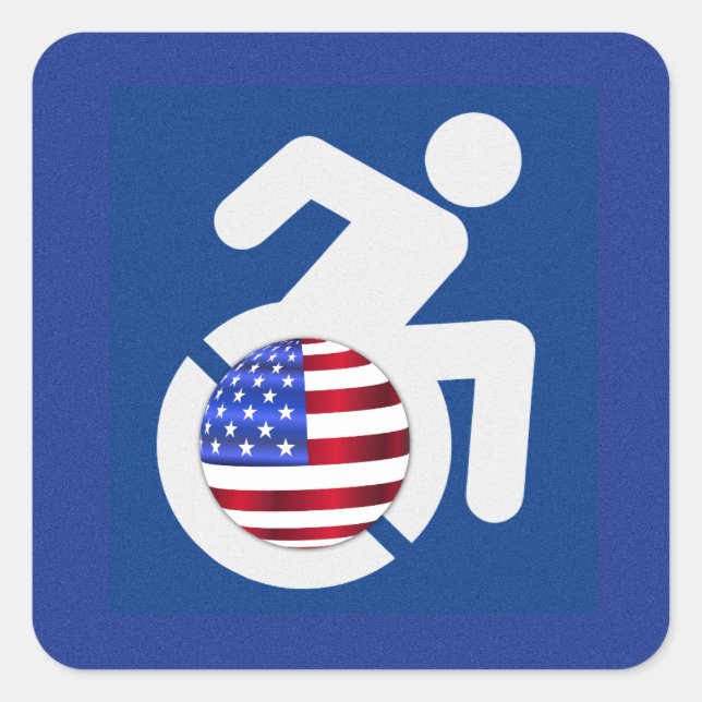 USA behindert Quadratischer Aufkleber (Vorderseite)