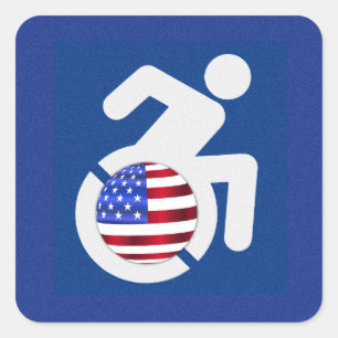 USA behindert Quadratischer Aufkleber