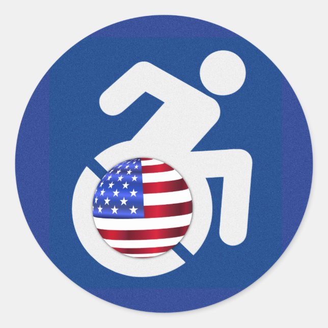 USA behindert Runder Aufkleber (Vorderseite)