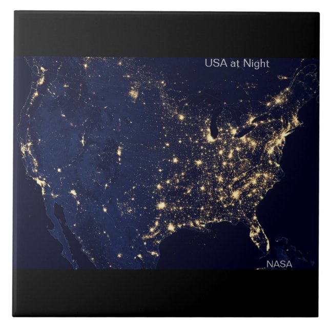 USA bei Nacht, NASA-Image Fliese (Vorderseite)