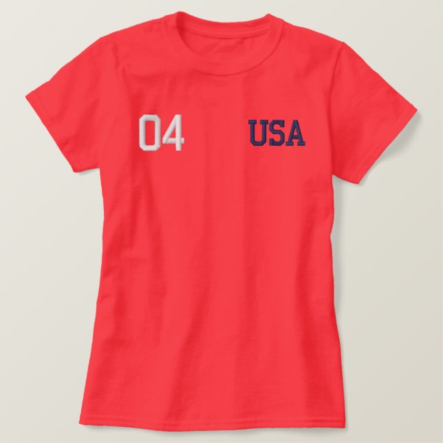 USA BESTICKTES T-Shirt (Design vorne)
