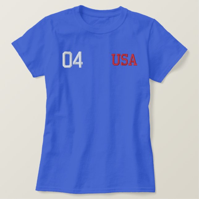 USA BESTICKTES T-Shirt (Design vorne)