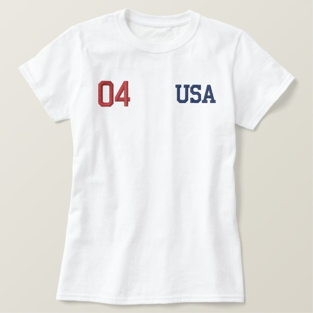 USA BESTICKTES T-Shirt (Design vorne)