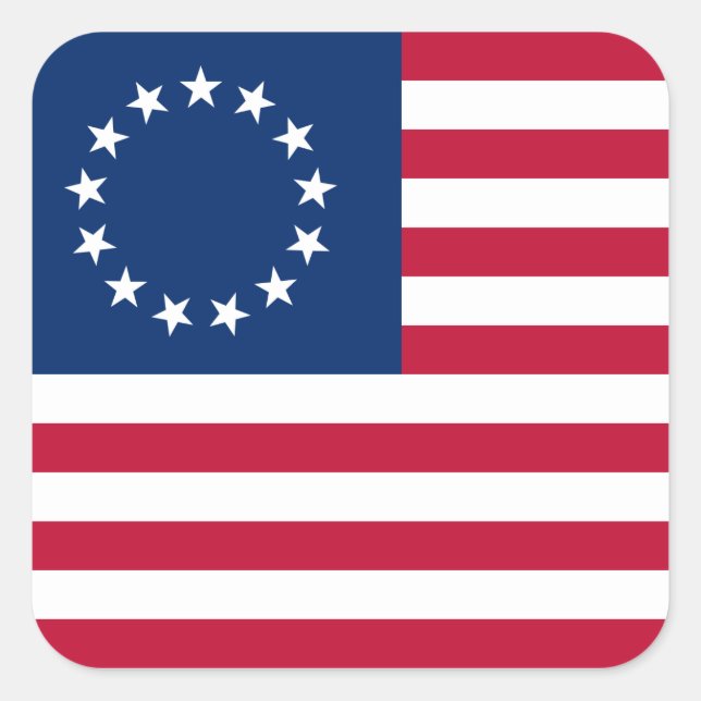 usa betsy ross flagge quadratischer aufkleber (Vorderseite)