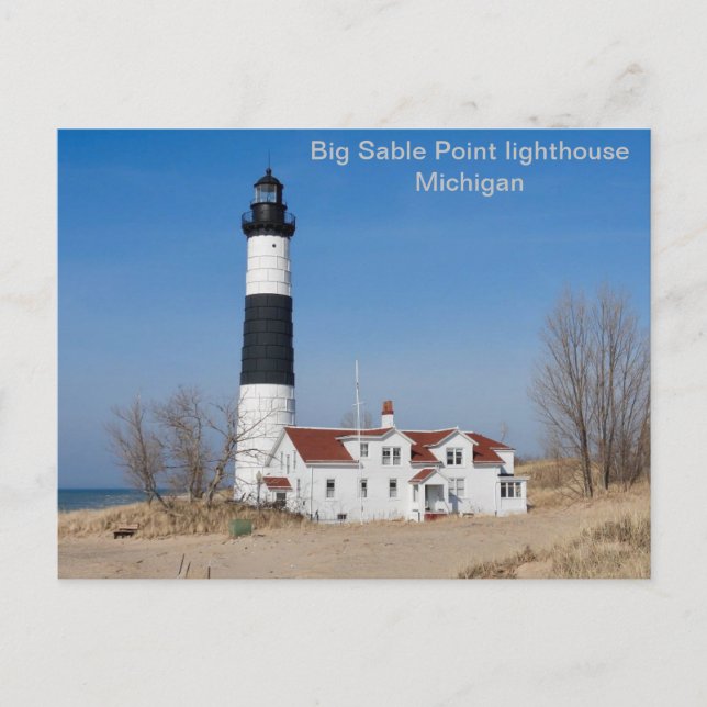 USA, Big Sable Point Leuchtturm, Michigan Postkarte (Vorderseite)