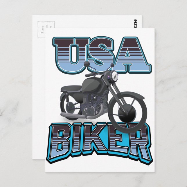 USA Biker Logo Postkarte (Vorne/Hinten)