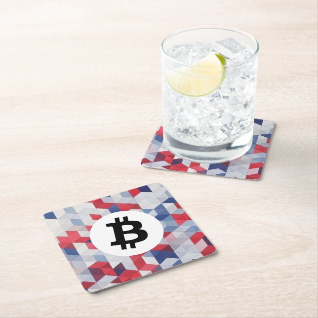 USA Bitcoin Pattern Rechteckiger Pappuntersetzer (Vor Ort)