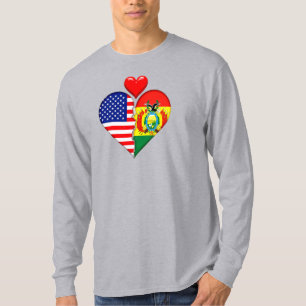 USA Bolivien Herz Flaggen Hispanic Erbes T-Shirt