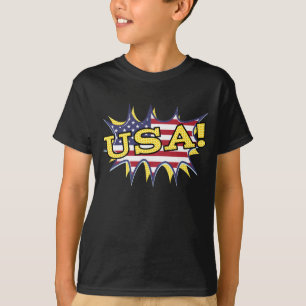 USA Boom Pop Pow Flaggenstern platzen T-Shirt