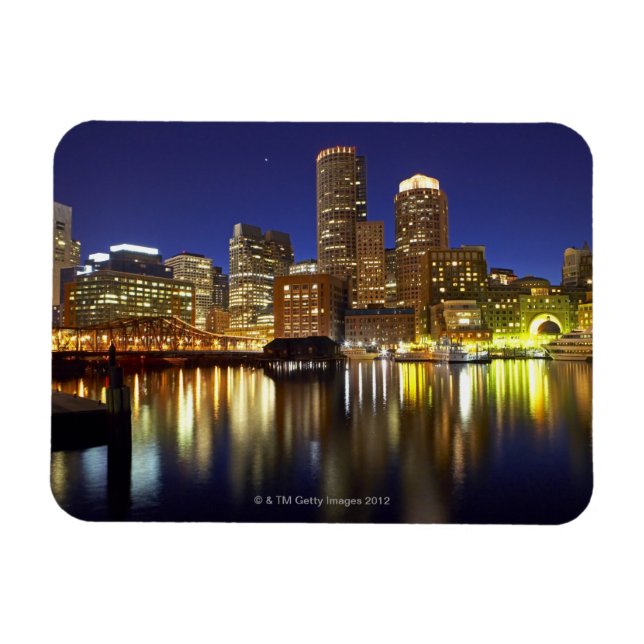 USA, Boston, City Skyline bei Nacht (lang Magnet (Horizontal)