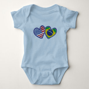 USA Brasilien Liebe Hearts Baby Strampler