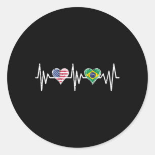 Usa Brazil Hebeat America Brazilian Flag He Runder Aufkleber