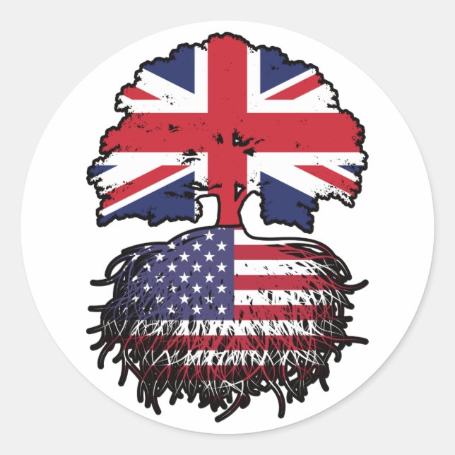 USA - British UK Treots Flag Runder Aufkleber (Vorderseite)