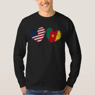 USA Cameroon Flag Heart Valentines Day Cameroonian T-Shirt