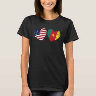USA Cameroon Flag Heart Valentines Day Cameroonian T-Shirt