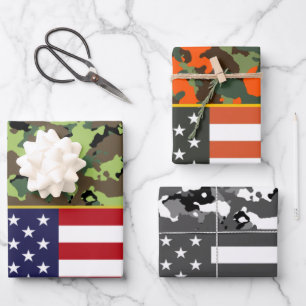 USA Camouflage Flag Geschenkpapier Set