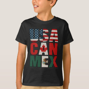 Usa Can Mex Flagge Fußball Nordamerika Fußball Fan T-Shirt