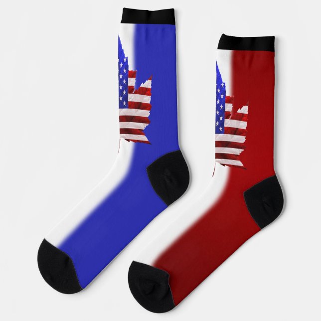 USA Canada Socks Custom US Canada Crew Socks Socken (Linkes Detail)
