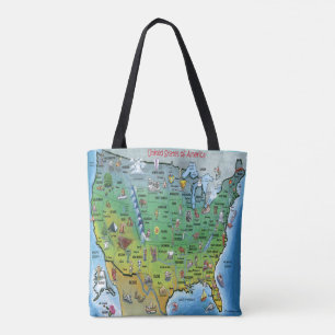 USA Cartoon Map Tasche